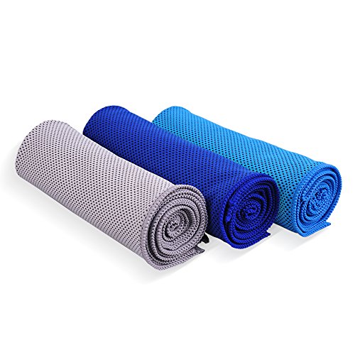 KAMIER Cooling Towel for Sports Instant Cooling Relief, Quick Dry, Staying Cool for Gym, Workout, Outdoor Sports, Running, Yoga, Golf, Pilates, Fitness, Camping Chilling Towel (Dark blue)