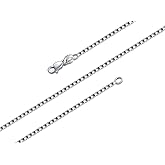 BORUO 925 Sterling Silver Box Chain Necklace | Waterproof 14K Gold Plated Box Chain | 1mm 1.5mm Solid Italian Nickel-Free Necklace Lobster Claw Clasp 14-30 Inch
