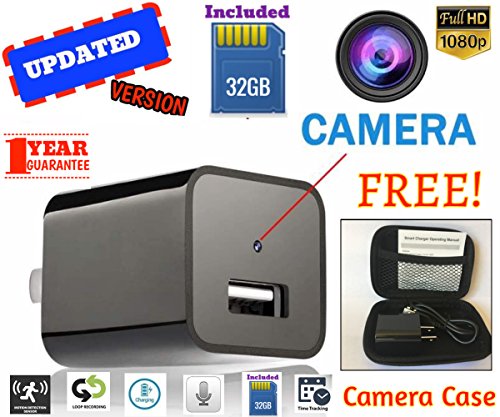 [Updated] Mini Spy Hidden Camera USB Charger With Case |1080P HD| No Battery| Motion Detection |32GB Included | Nanny Cameras and Hidden Cameras with Audio | Baby Camera Monitoring| By MAIK
