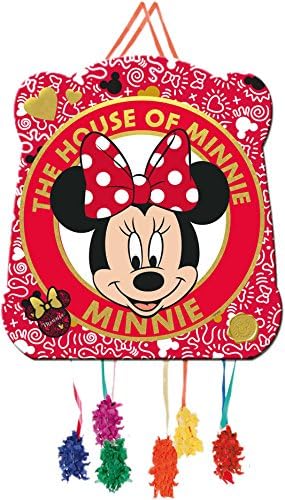 Minnie Mouse pinata – Pull Pinata For Up To 7/Children Of Disney. Is Filled With Sweets or Games, Approximately 28 cm Diameter with Mexican Pinata Children's Birthday Party Game Birthday Fun Disney