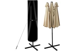 POYEE Umbrella Cover, 420D Waterproof Outdoor Patio Umbrella Cover for 9ft to 14ft Market Umbrella or 15ft Double-sided Umbrella, Black