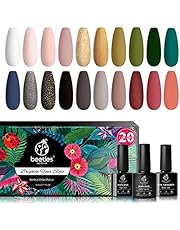 Beetles 20 Pcs Gel Nail Polish Kit Fall Winter Gel Nail Polish Red Orange Yellow Soak Off Nail Gel Set