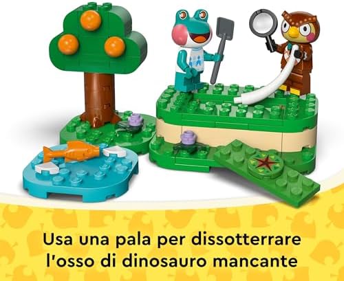Animal Crossing La Collezione del Museo di Blatero - Giocattolo Interattivo con le Minifigure di Blatero e Gigliola e Fossili di Dinosauro - Regalo per Gamer, Bambine e Bambini da 7 Anni - 77056