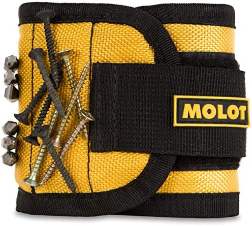 MOLOT Magnetic Wristband with Adjustable Strap [10 Powerful Magnets] for Holding Screws, Nails & Drill Bits Tightly While Working - Best Unique Cool Tool Gift for DIY Handyman Father Dad Men
