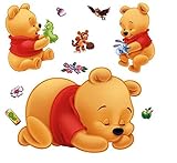 Wall Sticker Decal Sleeping Winnie The Pooh for Kids Bedroom Nursery Daycare and Kindergarten Mural Home Decor DIY Self Adhesive Removable