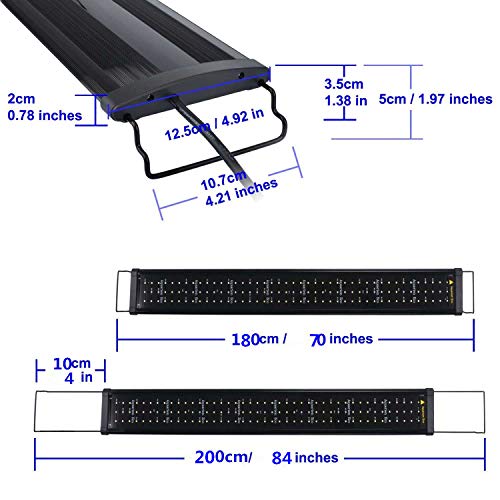 Zeiger Eco Full Spectrum Aquarium led Light 72 inch - 84 inch 180cm-200cm LED Tank Saltwater and Freshwater Lighting Aquarium lamp for Plant Reptile (72 inch 43W) - Thumbnail 4