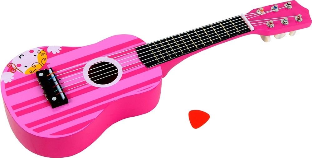 Lelin Wooden Pink Stripe Striped Pink Princess Guitar Children Girls Instrument