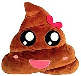 YINGGG Cute Poop Emoji Pillow Round Plush Toy, 32 x 32 x 10 cm