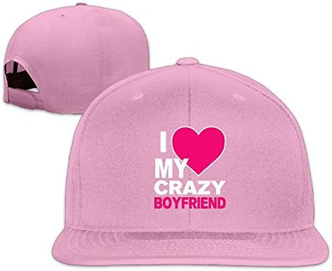 Custom Unisex-Adult I Love My CRAZY BOYfriend Adjustable Baseball Cap Hats Pink