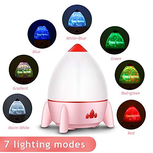 Lampada Da Comodino, Piccola Lampada A Proiezione A Razzo, Lampada Da Atmosfera Rotante Con Fantasia Cielo Stellato, Usb Ricaricabile Lampada(rosa）