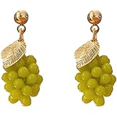 Fruit Earrings for Women Green Grape Dangle Earrings Cute 3D Grape Cluster Drop Earrings Jewelry for Women