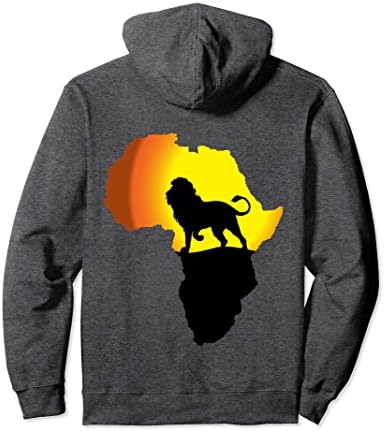 Unisex Africa Hoodie Lion Map Dad South Animals Big Five Safari XL: Dark Heather