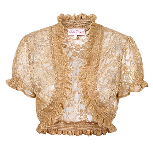Belle Poque Women's Lace Open Front Cropped Bolero Shrug Cardigan BP478