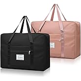 2 PCS Duffel Bag for Travel, Tote Lightweight Weekender Bags for Women, Waterproof Gym Carry on Bag Duffel Bag for Women and Men（XL, Black, Pink）