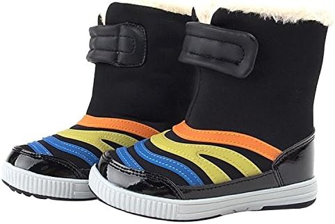 Milky Walk Boy's Girl's Wave Line Skid Resistant Winter Snow boots (Toddler/Little Kid) (11 M US Little Kid, Black)