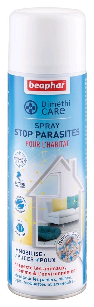 BEAPHAR Dimethcare – Stop Pest Spray for the Habitat – Against Fleas, Ticks and Lice – Free from Pesticide and Chemical Insecticide – Ideal for Baskets/Kniches/Carpets – Immediate Action – 400 ml