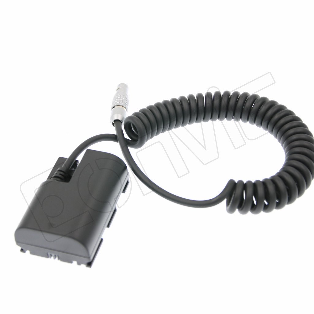 Eonvic LP E6 Dummy Battery to 2 Pin Male Power Coiled Cable For Canon 5D3 5D2 7D 60D