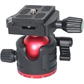 Ball Head for Tripod, with Acra Swiss Plate for Camera, Camcorder | 360 Degree Rotating Panoramic with 1/4 inch Quick Release Plate Bubble Level Load Capacity up to 11lbs/5KG