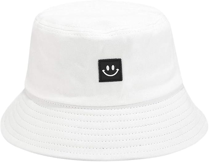 Panfinggin Unisex Hat Beach Bucket Hat Smiley Face Visor