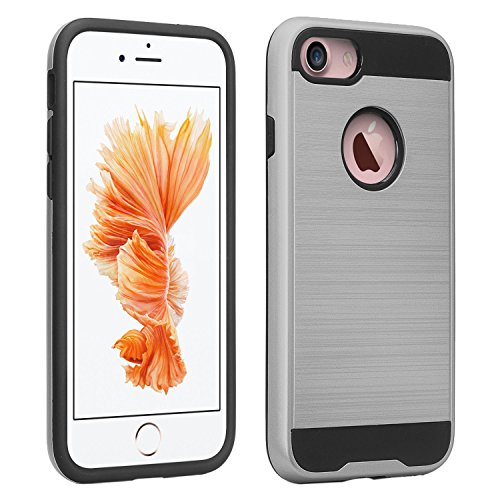 iPhone 7 / iPhone 8 Case, [Dual Layer: Thin Silicone Interior + Heavy Duty Solid PC Back] Slim and Lightweight Case with Scratch Resistant Brushed Surface (Dark Grey)
