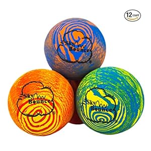 Sky Bounce Soft Sponge Rainbow Colored Balls 2.5′ with a Center Core (Pack of 12 Balls)