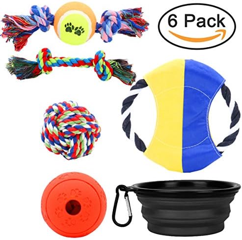Dog Toy Set Rubber Chew Toy, 6 Pack Cotton Rope Toys for Small Dogs