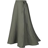 Mingyuezai Womens Wrap Skirt Ankle-Length Vintage Linen Skirts