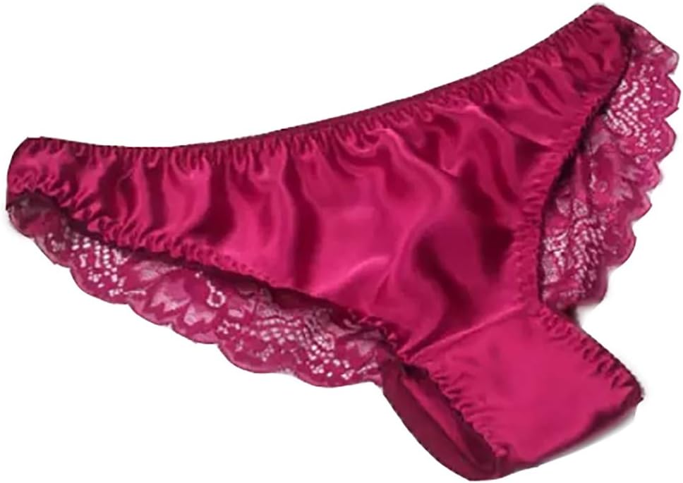 LSHARON Women's Sexy Mulberry Silk Briefs Lingerie Lace Thong Underwear Panties