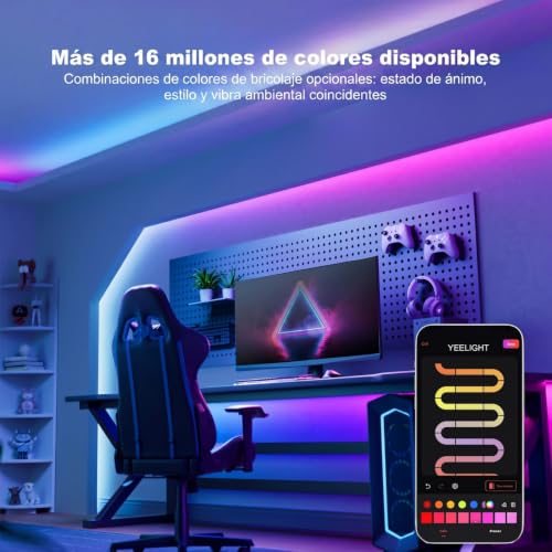 Yeelight 5M RGB+IC Smart LED Strip Compatible with Matter, Alexa, Google Home and Apple HomeKit, Strip Lights with App Control (E1 Hub Required), DIY Segments and Music Sync, for Living Room