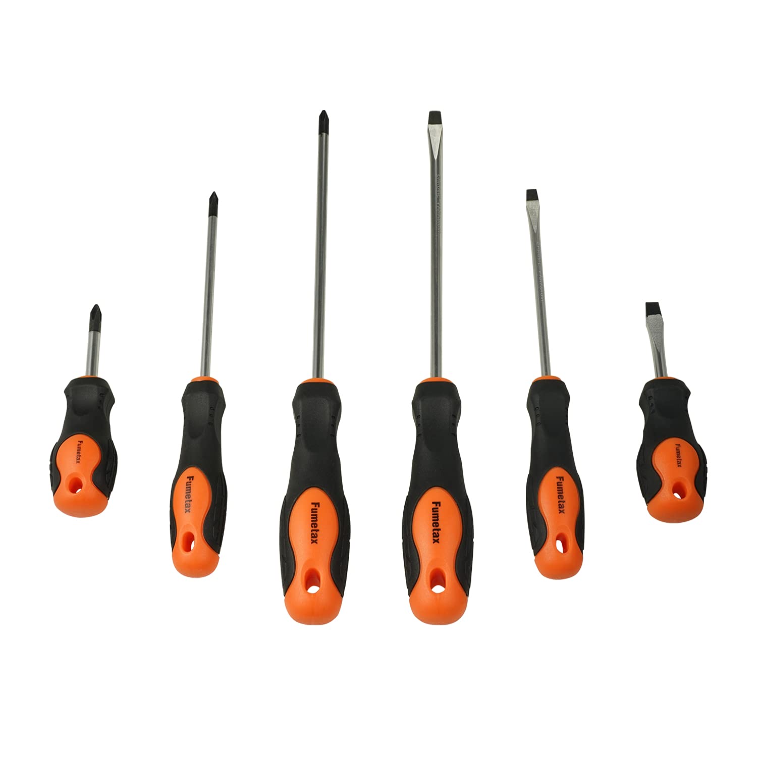 Fumetax Screwdriver Set, Magnetic Screwdriver, 3x Slotted Profile, 3x Phillips Profile, Screwdriver Set CV Steel