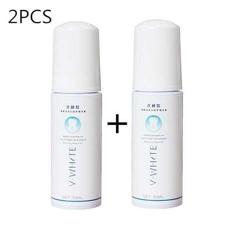 V-white Zahnpasta Schaum 2 * 60ml Flüssige Zahnpasta Gründliche Reinigung Zahnaufhellung (60ML*2)