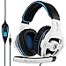 GW SADES Newly SA810 Over Ear Stereo Bass Gaming Headset Headphones with Noise Isolation Microphone for New Xbox One PC PS4 Laptop Phone (White)