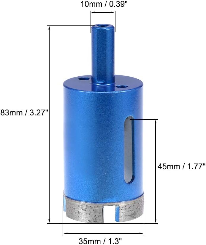 sourcing map 35mm Diamond Drill Bits Hole Saws Cutter Tool for Stone Concrete, Blue - Image 3
