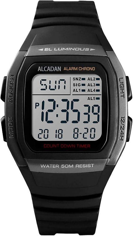 ALCADAN Digital Outdoor Sports Waterproof Watch for Men's and Woman Military Stopwatch Countdown Auto Date Alarm 1278