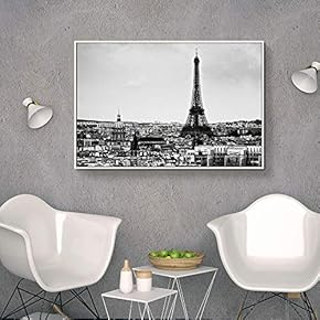 Floating Framed Canvas Wall Art for Living Room, Bedroom Black and White Building Canvas Prints for Home Decoration Ready to Hang - 16x24 inches