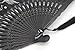 OMyTea Folding Hand Fan for Women - Foldable Japanese Chinese Oriental Vintage Retro Bamboo Silk Fan - for Church, Decoration, Hot Flash, Dance, Performance, Party, Gift (Black Grassflowers)