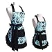 FirstKitchen Aqua Damask Mother and Child Apron Cooking Baking Apron with Pockets Christmas Mommy & Me Apron Set, Great Xmas Gift for Wife Ladies Kid Girls Daughters