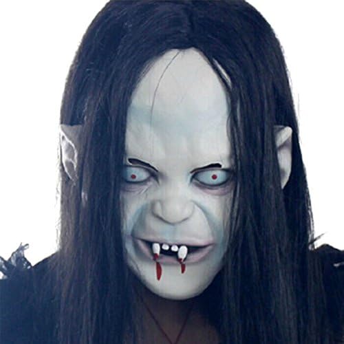 FANKUTOYS Latex Scary Halloween Party Cosplay Decoration Zombie Ghost Mask Headgear With Hair