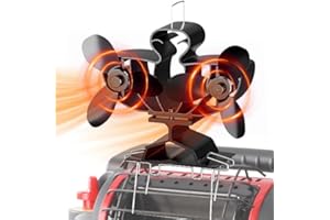 HIDALIFE Wood Stove Fan Heat Powered, Fireplace 6 Blades Fan,Dual Motor Heater Fan with Bracket Compatible for Heater Buddy,Thermal Eco Fan for Gas Pellet Wood Burner Stove Accessories