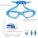 Puroma Swim Goggles, Leakproof Antifog UV Resistant Clear Lens Swimming Goggles with Nose Clip and Ear Plugs for Kids, Youth, Juniors, Adults (Blue)