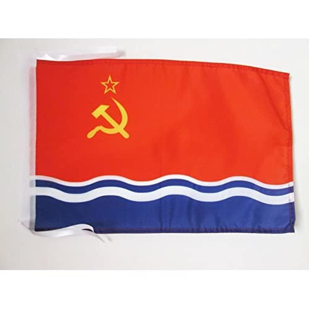 AZ FLAG - Latvian Soviet Socialist Republic Flag - 18'' x 12'' - 100% Polyester Latvia SSR Small Banner with Two Cords - Fade Resistant - Vivid Colors - 18x12 in - 45x30 Cm โ image 1