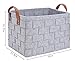 Collapsible Storage Basket Bins, Foldable Handmade Rectangular Felt Fabric Storage Box Cubes Containers with Handles- Large Organizer For Nursery Toys,Kids Room,Towels,Clothes, Grey （16