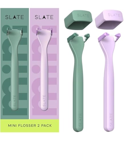 Slate Flosser Refills - Reusable Woven Floss, PFAS-Free, Non-Toxic Dental Floss | Fits Slate Electric Flosser W/Tongue Scraper & Gum Sweeps | 20-Pk Pink Thin Floss Heads