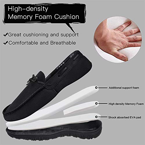 festooning Mens Slippers House Shoes with Memory Foam Moccasin Slipper for Men with Non-Skid Rubber Sole Indoor/Outdoor Black 11 M US