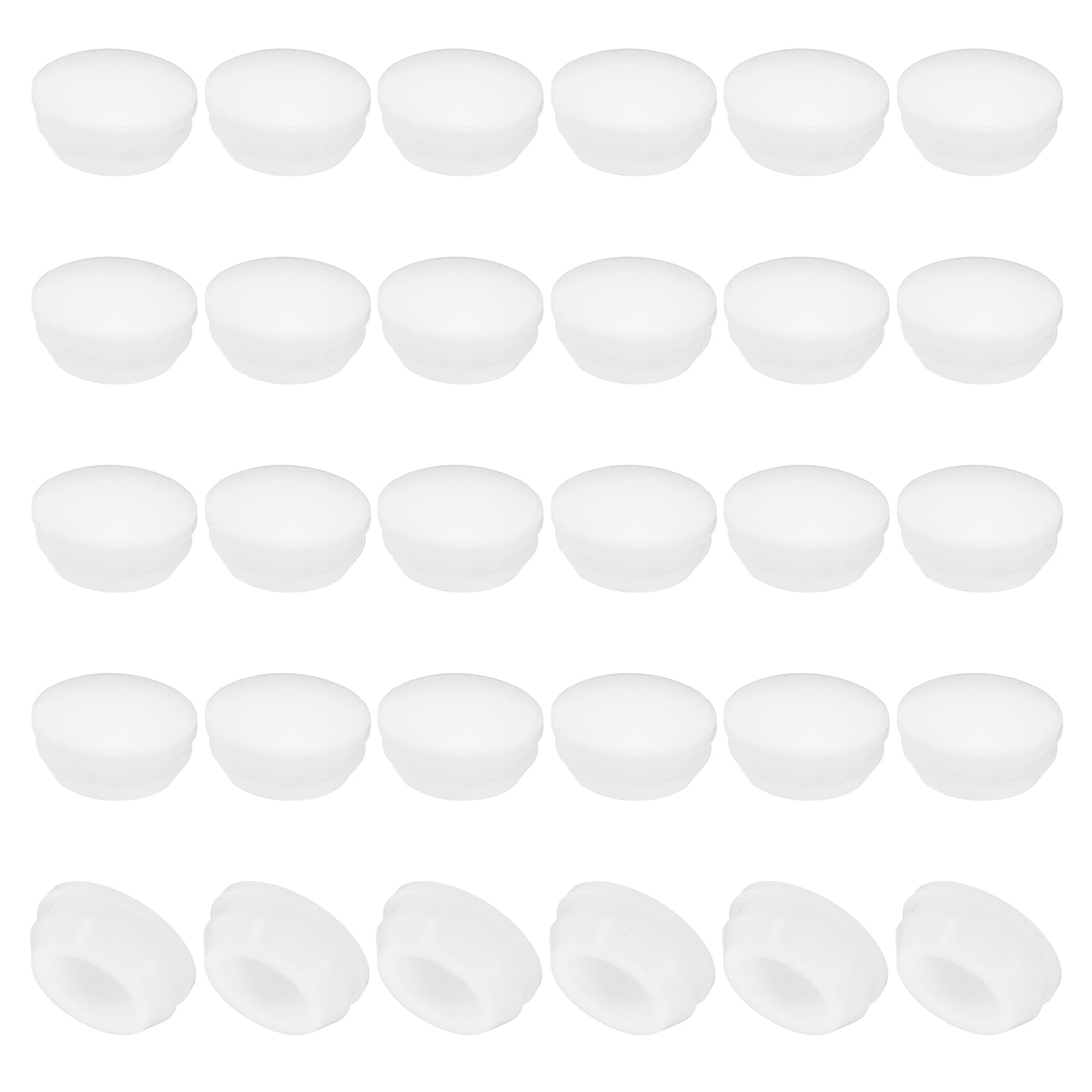 PATIKIL 14mm Diameter Silicone Round Snap, 30 Pcs in Type Locking Furniture Hole Plug Button Protective Cover Cap Head Fit for 2.5-14mm Hole for Seal Bulkhead Cylinder Hole, White