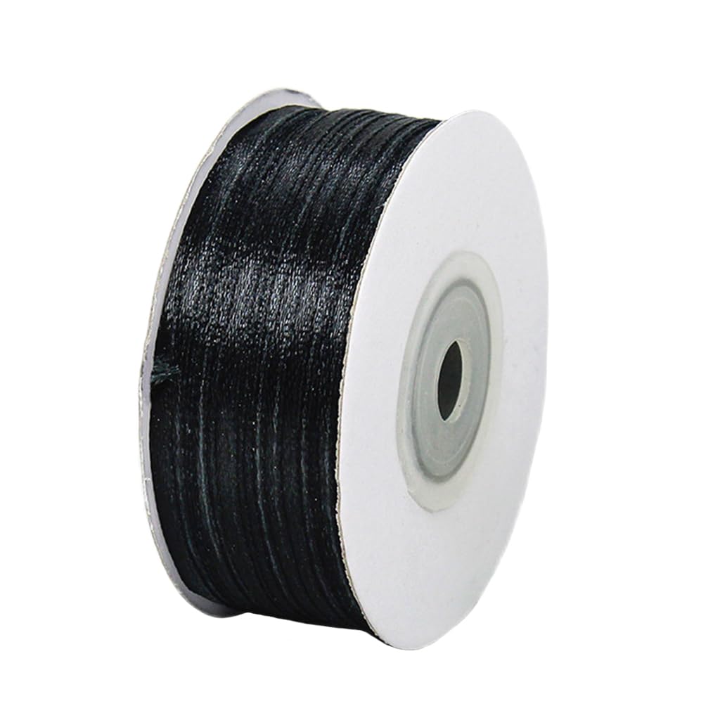 3mm Black Ribbon for Gift Wrapping,91m Fabric Thick Satin Ribbon Black Bow for Gift Wrapping,Ribbons for Balloons,Crafting,Hair,Bouquets,Wedding, Car,Presents,Cake,Christmas Party Decorations