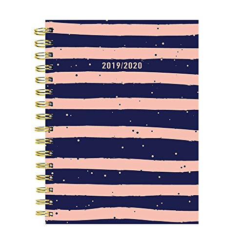 Navy & Pink Stripes Medium Daily Weekly Monthly 2020 Planner: July 2019 - June 2020 (Academic School by 