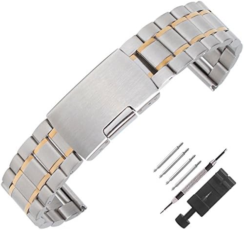 Weelovee 22mm Stainless Steel Watch Band Straight End with Removable Links for Mens Women Wristband Strap