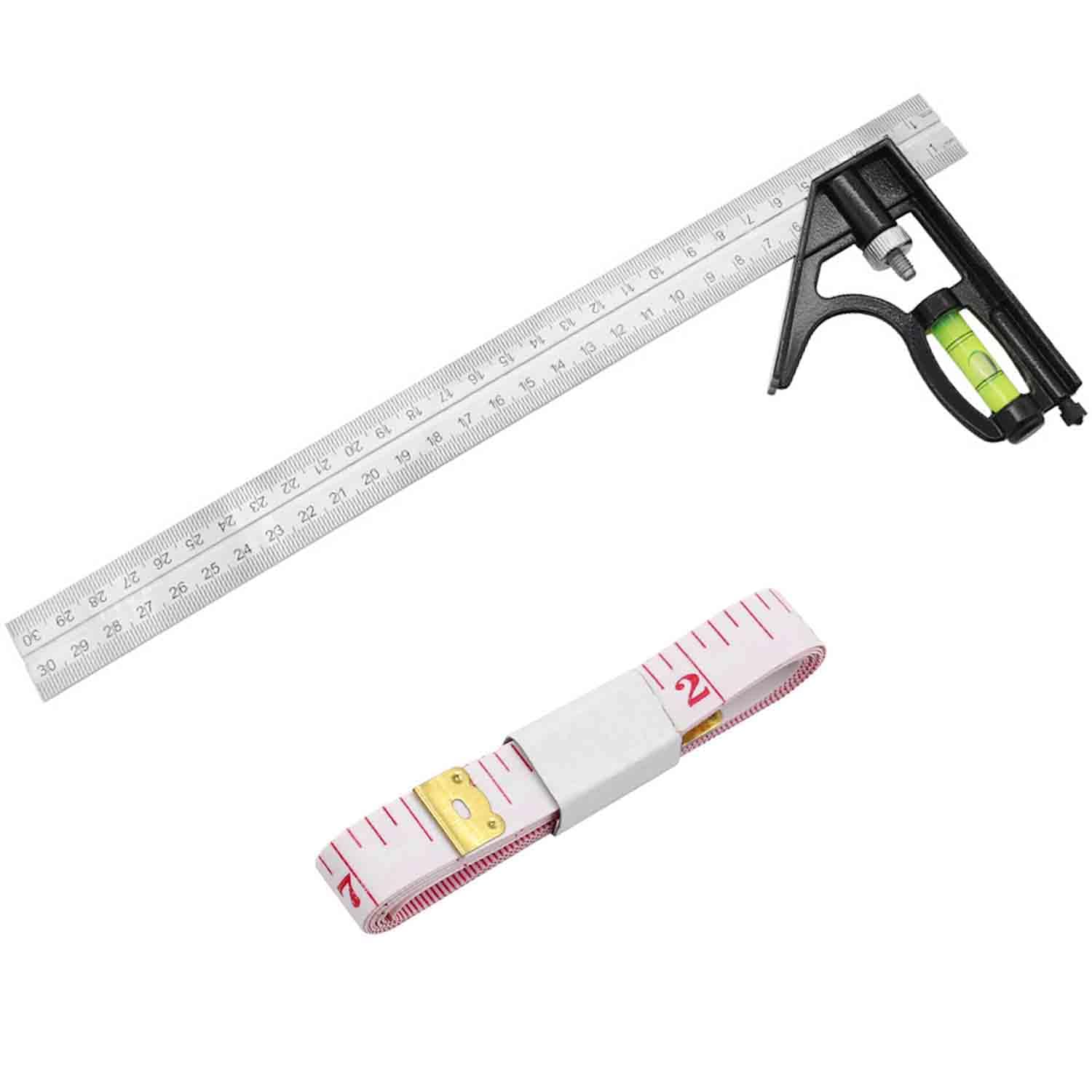 1 Carpentry Square, 1 Soft Square, Adjustable Square, Woodworking Measuring Ruler, Woodworking Tool Ruler, Combination Square Ruler