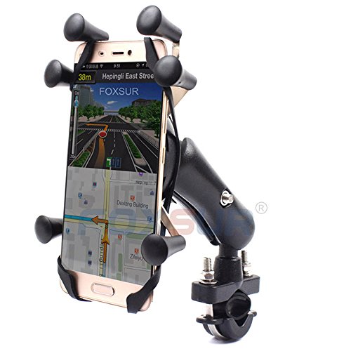 FOXSUR X-type 6 claw Mobile Phone Holder Motorcycle and Universal Mountain & Road Bike Bicycle Mount Holder Smartphone & GPS Holder phone suitable for 3.5-6 inch mobile cradles